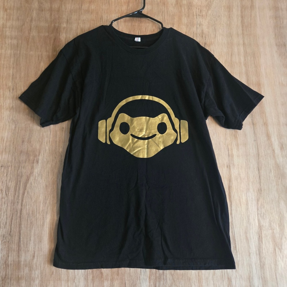 Alstyle Premium Ringspun Gold Robot Headphones Graphic T-Shirt Black Mens Large